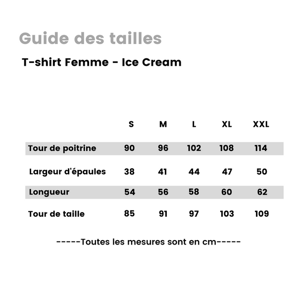 Guide des tailles pour votre tshirt jaune moutarde fabriqué en France. Made in France