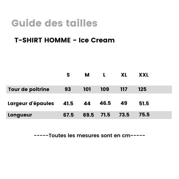 Guide des tailles pour votre tshirt jaune moutarde made in France