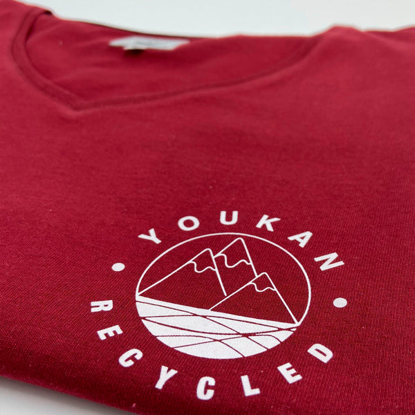 T-shirt femme  rouge col V en matières recyclées, fabriqué en France