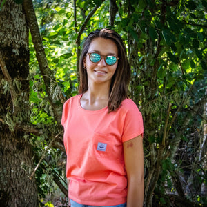Tee shirt femme éco-responsable corail, fabriqué en France Youkan