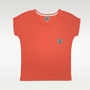 T-shirt femme corail en matières 100% recyclées, confectionné en France